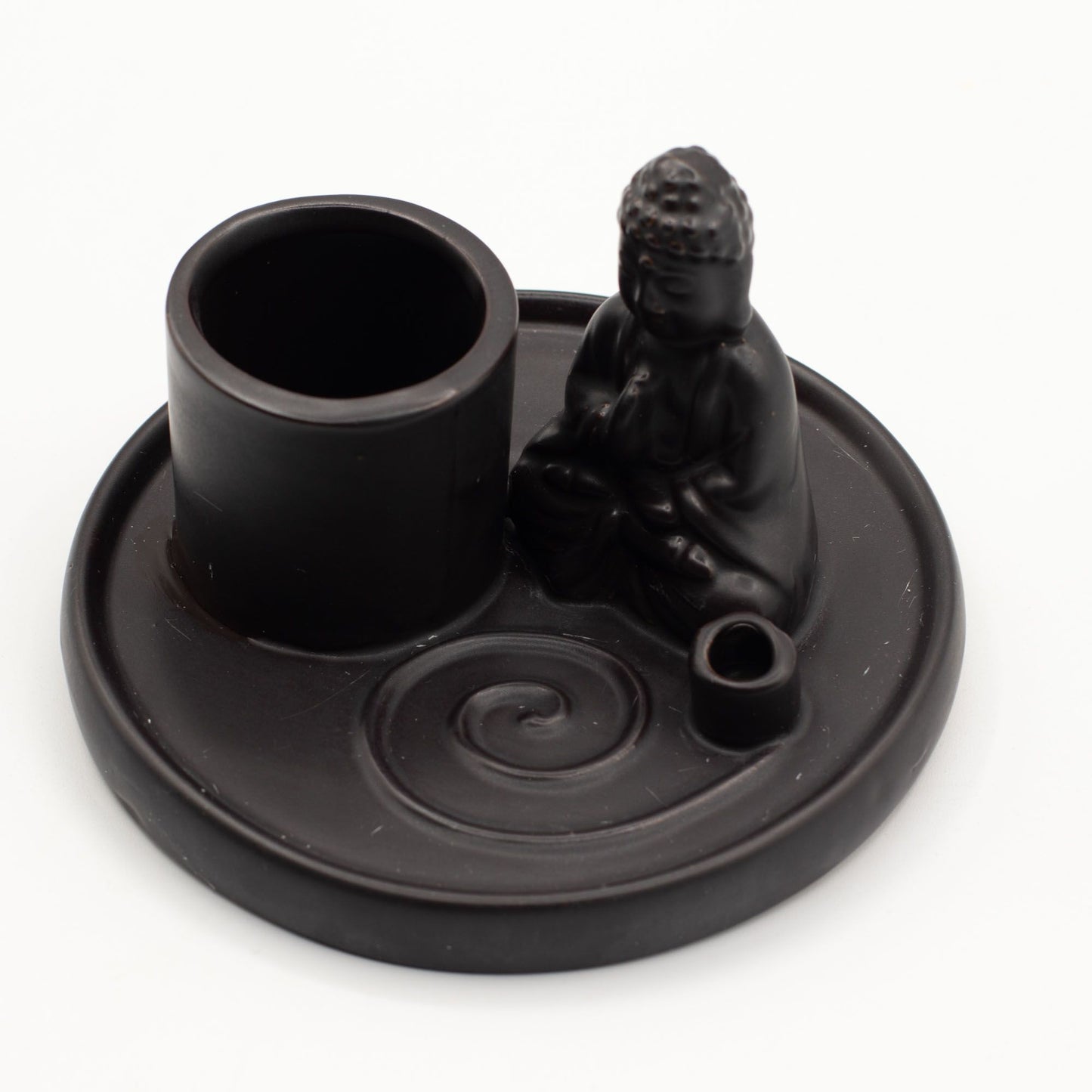 Plato de incienso de Buda multifuncional - cerámica negra mate