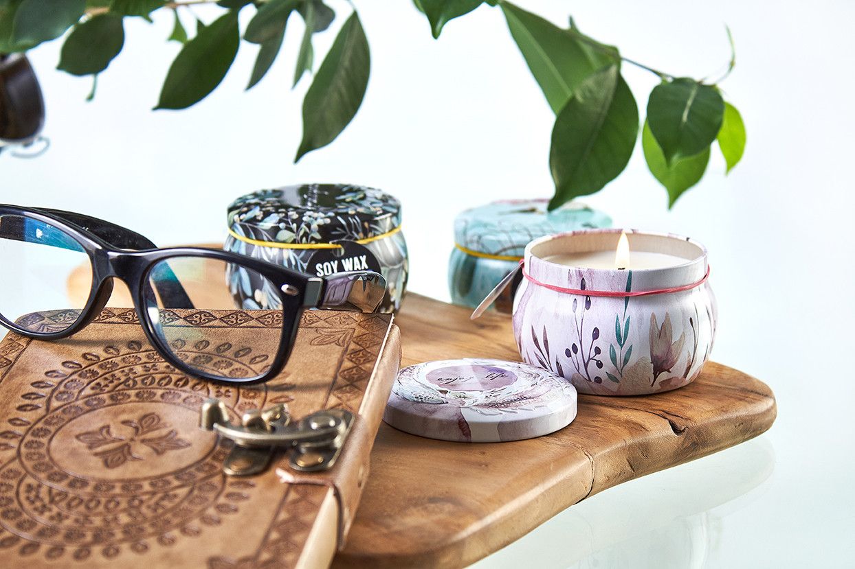 Vela artistica de Hojalata - Jardín Romántico - Té y Rosa