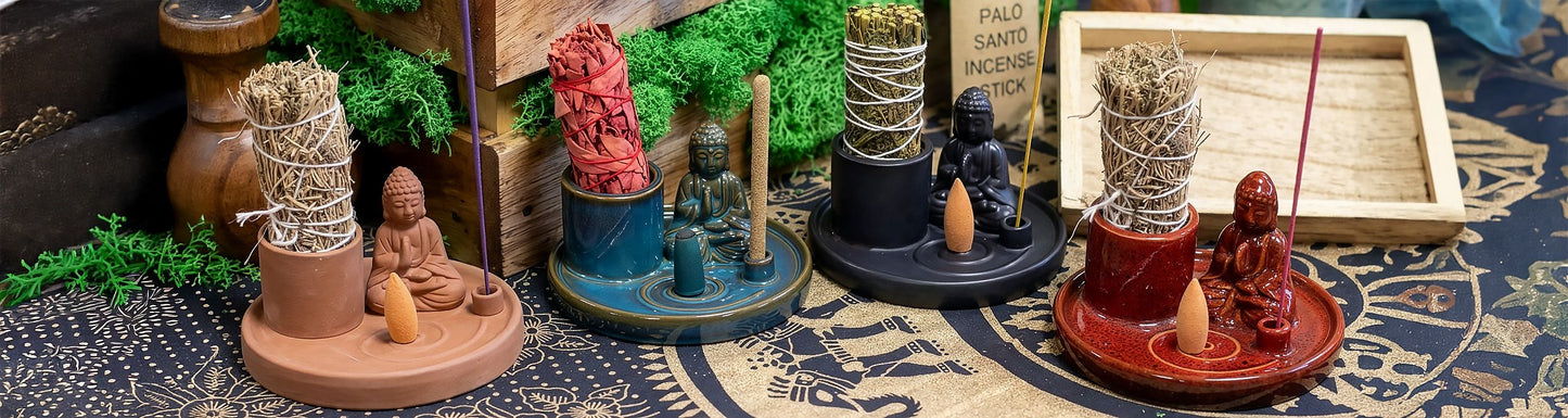 Plato de incienso de Buda multiuso - Estilo terracota natural
