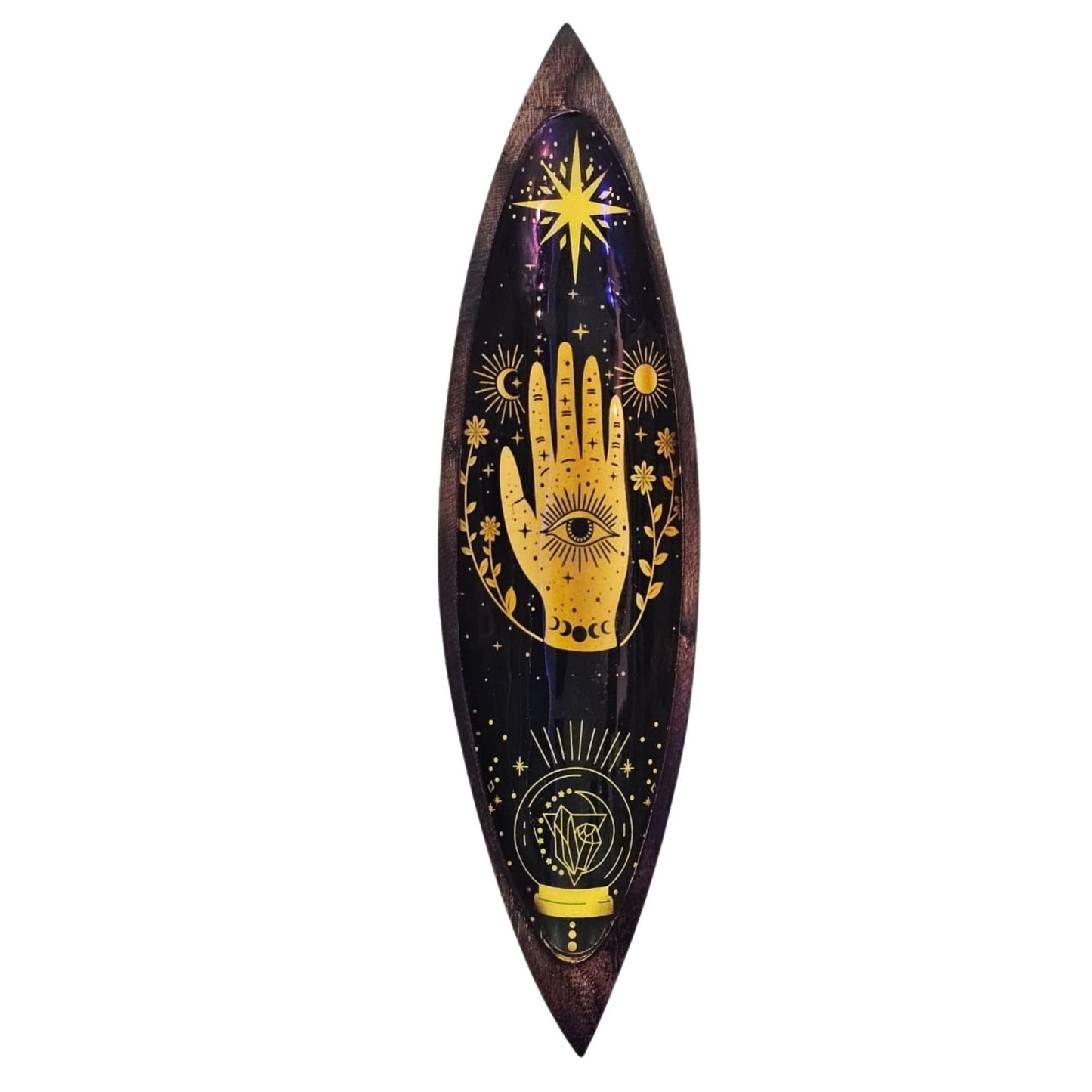 Porta Inciensos esmaltado - Madera de mango - Hamsa