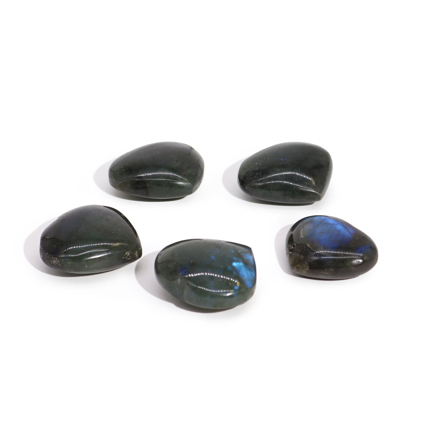 Piedras de Labradorita de Madagascar - Corazón (aprox 17-31g 30- 40mm)