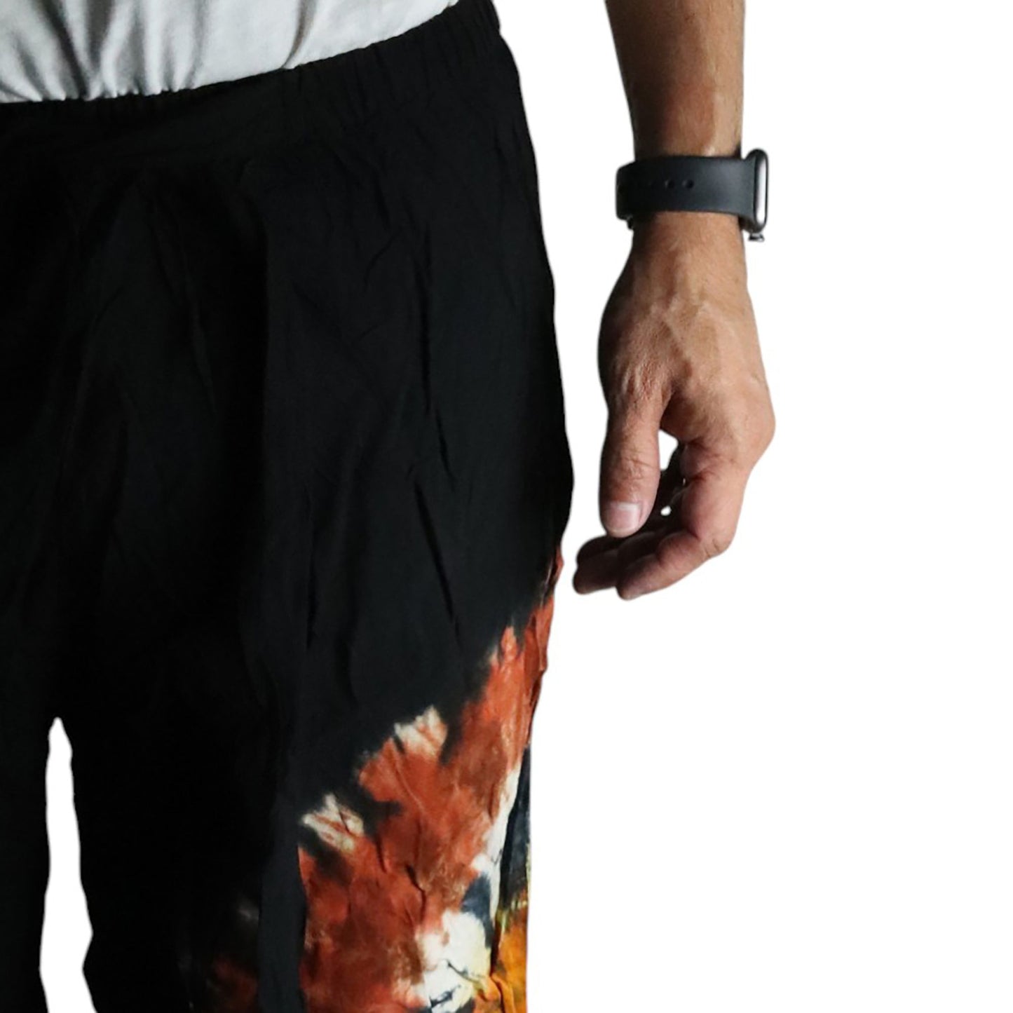 Pantalones de estilo japonés para estar en casa - negro chocolate y naranja - M