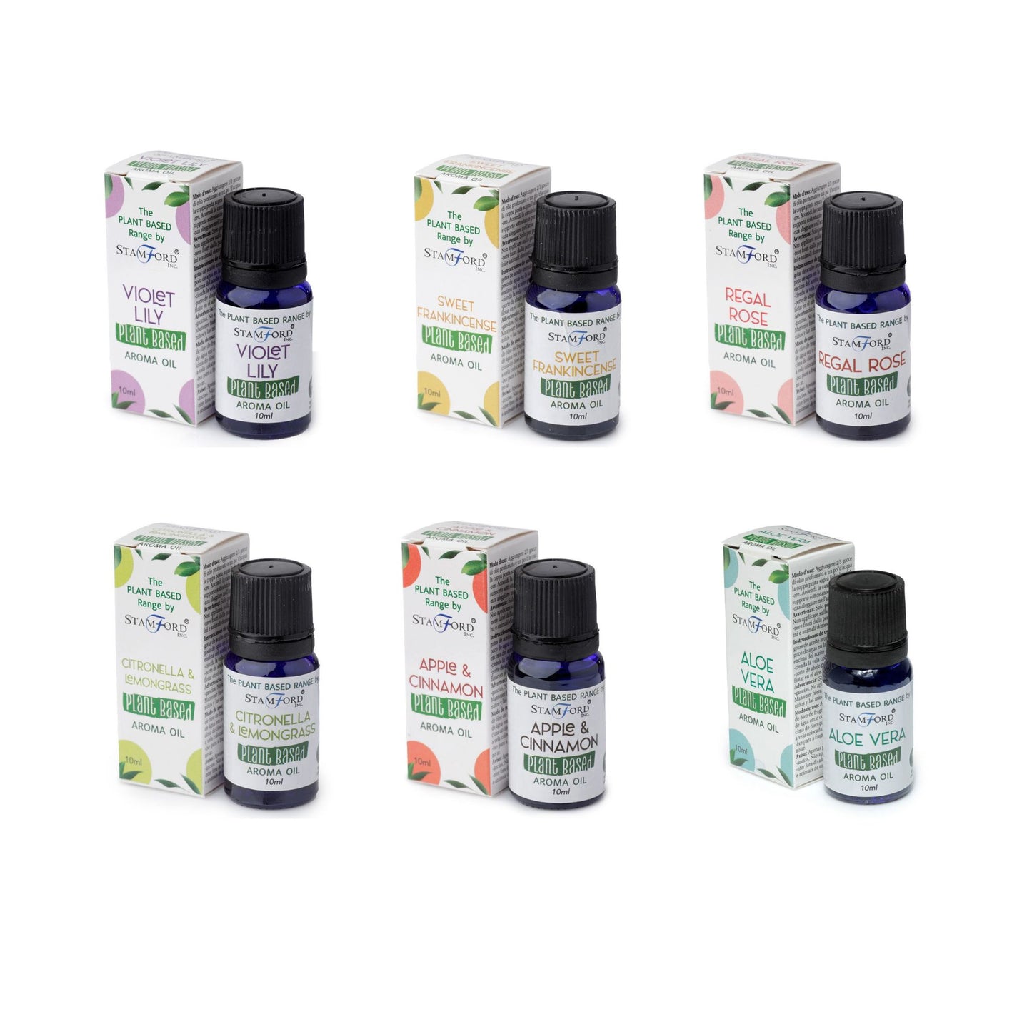 Pack de 6 Aceites Aromáticos a base de Plantas Variados - Aloe Vera, Canela y Manzana, Citronela, Rosa Real, Incienso Dulce, Lirio Violeta