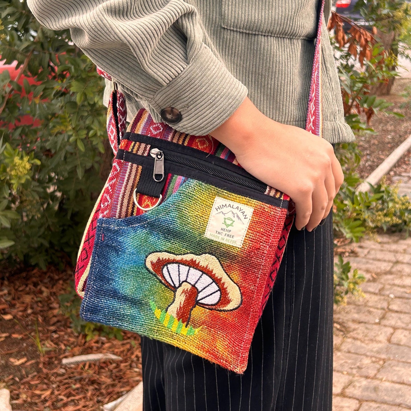 Bolso de Fiesta con Bordado de Cáñamo - Hongos Naranjas