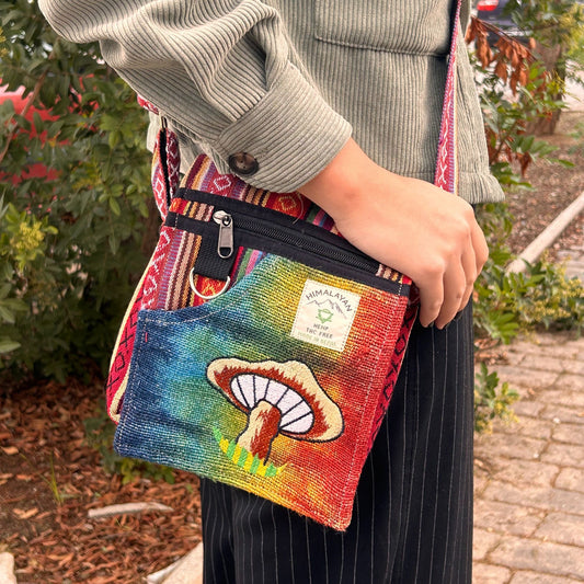 Bolso de Fiesta con Bordado de Cáñamo - Hongos Naranjas