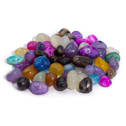 Ágatas mixtas tratadas a granel - 1kg (aprox. 70 piedras) - 7 colores