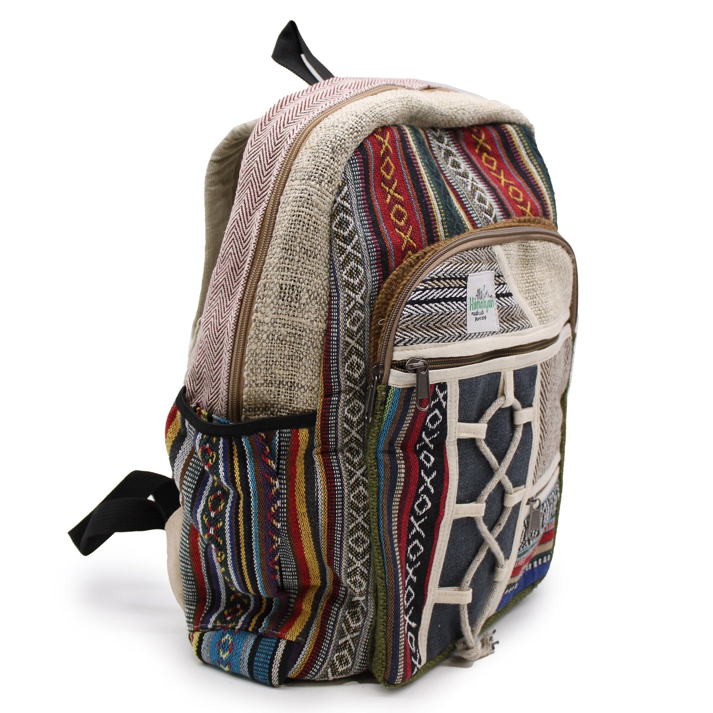 Mochila grande de cáñamo - Estilo cuerda y bolsillos